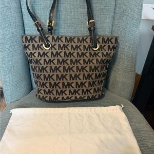 Michael Kors Black and Brown Logo Tote